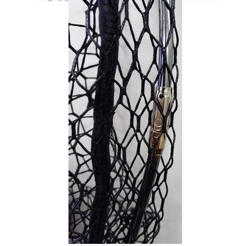 (Water Resistant, Drastically Reduced Hook Tangling) Large Mesh Lightweight Oval Aluminum Frame Rubber Net — фото 2